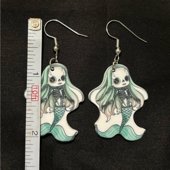 Skeletal Mermaid Earrings - Picture 2 of 2